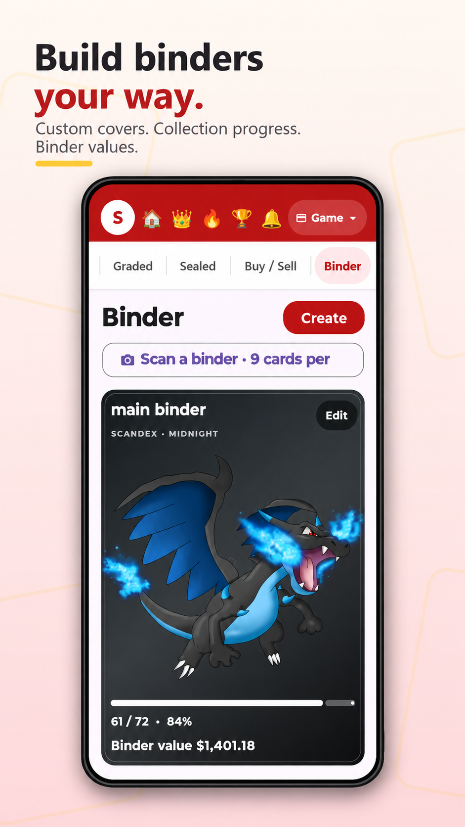 Build binders and track progress across your favourite sets