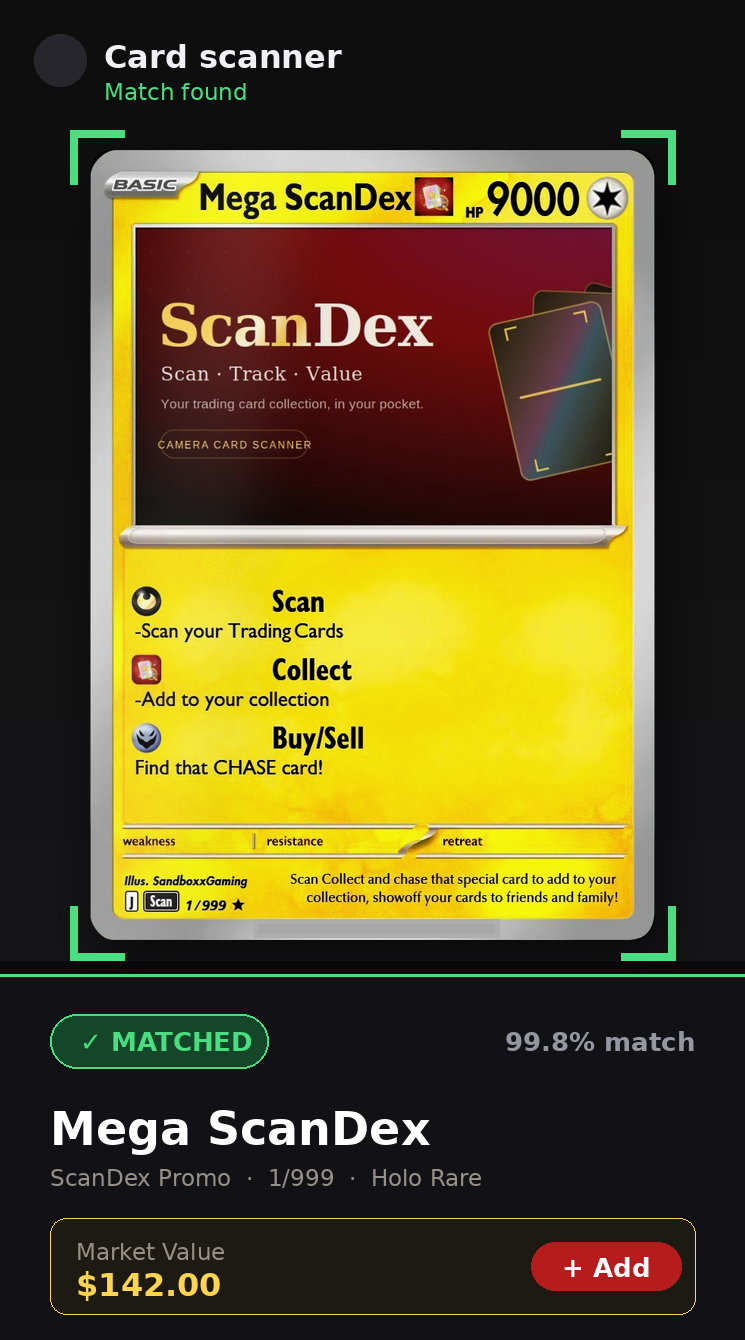 Matched card scan preview
